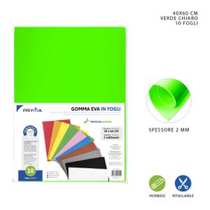 FOLHA DE BORRACHA EVA 40X60CM 2MM VERDE CLARO