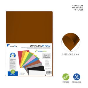 FOLHA DE BORRACHA EVA 40X60CM 2MM CASTANHA