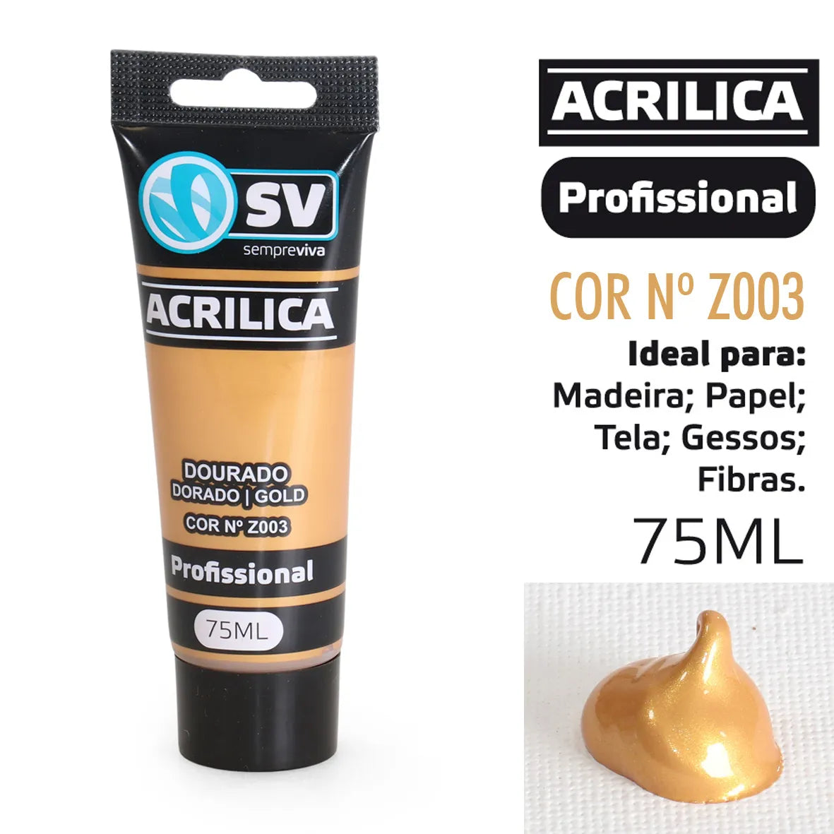TINTA ACRÍLICA 75ml DOURADO Z003 REF.S14471