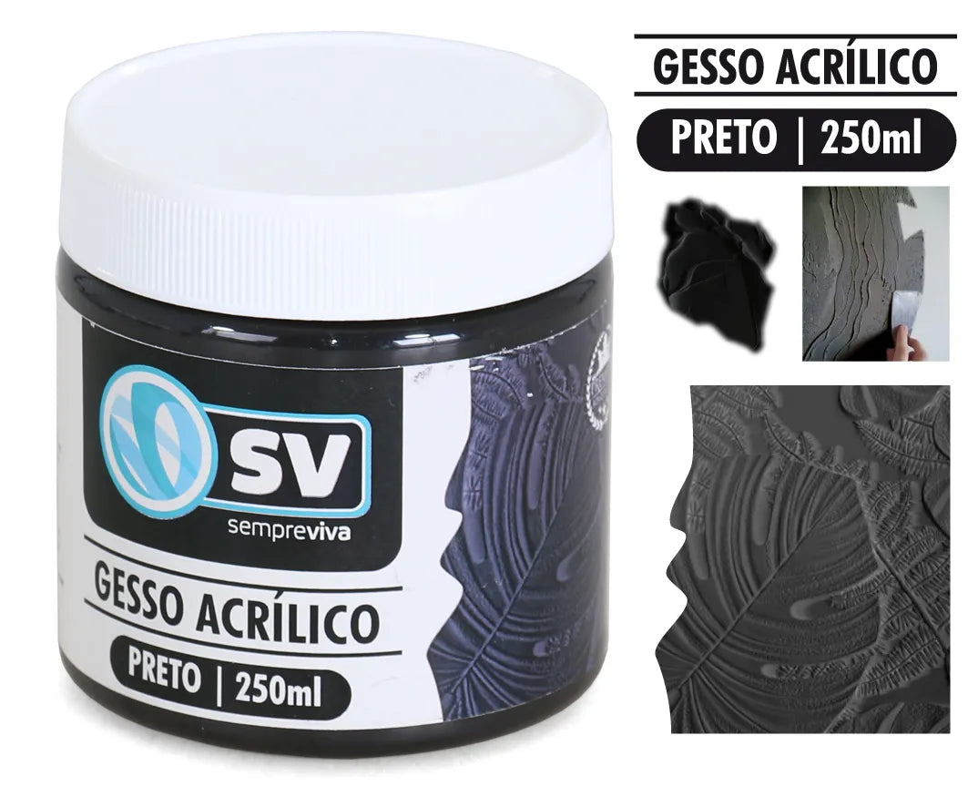 GESSO FRASCO 250ml ACRILICO PRETO A405012 REF.S35881