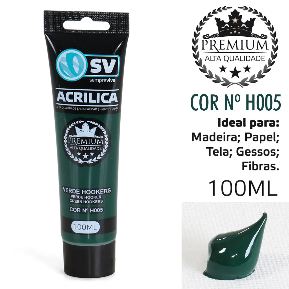 TINTA ACRÍLICA 100ml VERDE HOOKERS H005 REF.S13046