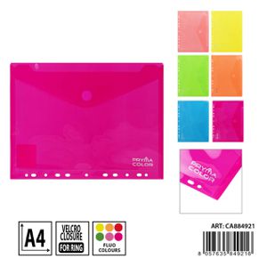 CAPA DE ARQUIVO VELCRO MULTIFURO A4 FLUOR