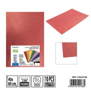 PRYMA GOMA EVA COM PURPURINAS BIO 40*60CM 2MM VERMELHA
