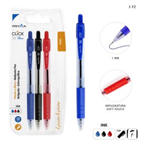 CANETA DE CLIQUE 1MM 3PÇ