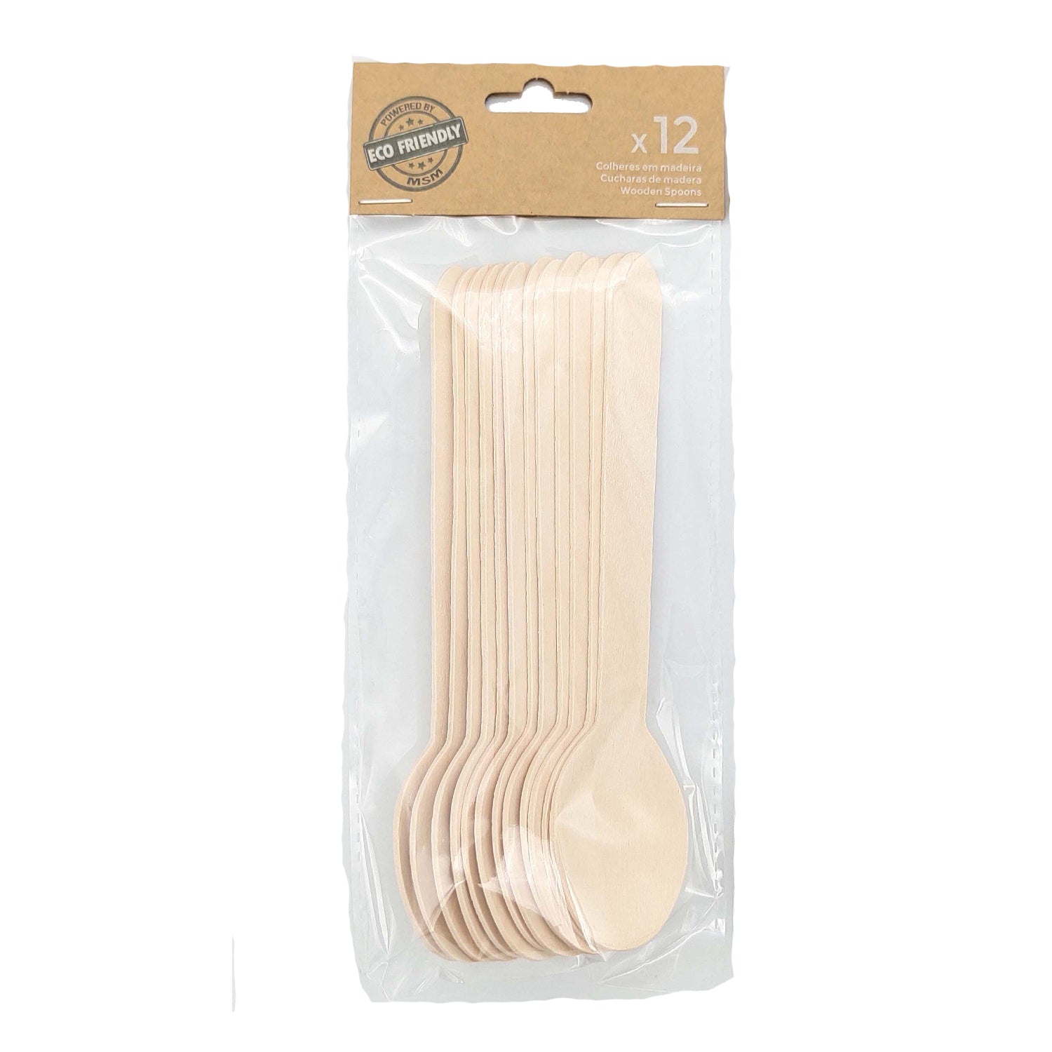 COLHERES DE MADEIRA 16CM (CONJ.12)