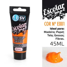 TINTA ACRÍLICA 45ml LARANJA ESCURO E001