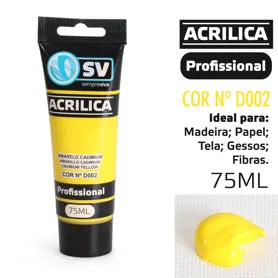 TINTA ACRÍLICA 75ml AMARELO CÁDMIO D002