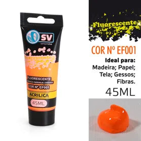 TINTA ACRÍLICA 45ml LARANJA FLUORESCENTE
