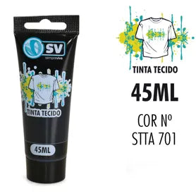 TINTA P/TECIDO TUBO 45ml PRETO LÂMPADA