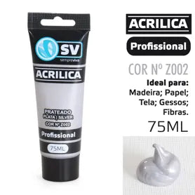 TINTA ACRILICA 75ml PRATEADO Z002