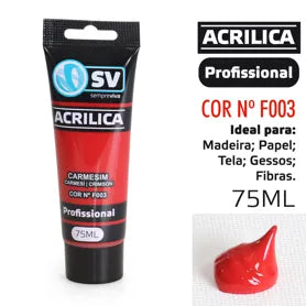 TINTA ACRÍLICA 75ml CARMESIM F003