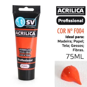 TINTA ACRÍLICA 75ml VERMELHO F004