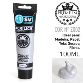 TINTA ACRILICA 100ml PRATEADO Z002