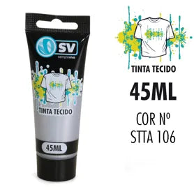 TINTA PARA TECIDO TUBO 45ml PRATEADO STTA106