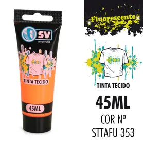TINTA P/TECIDO TUBO 45ml LARANJA FLUORESCENTE STTAFU353