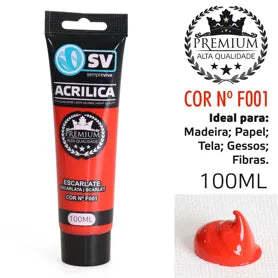 TINTA ACRÍLICA 100ml ESCARLATE F001