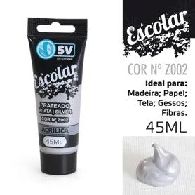 TINTA ACRILICA 45ml PRATEADO Z002