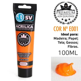 TINTA ACRÍLICA 100ml LARANJA ESCURO E001