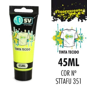 TINTA P/TECIDO TUBO 45ml AMARELO FLUORESCENTE STTAFU351