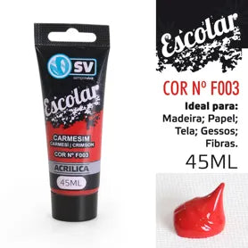 TINTA ACRÍLICA 45ml CARMESIM F003