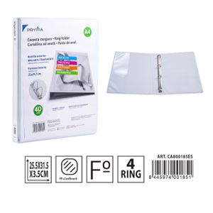 CARPETA CANGURO PP 4 ANILLAS 255X315MM ANILLA 16MM