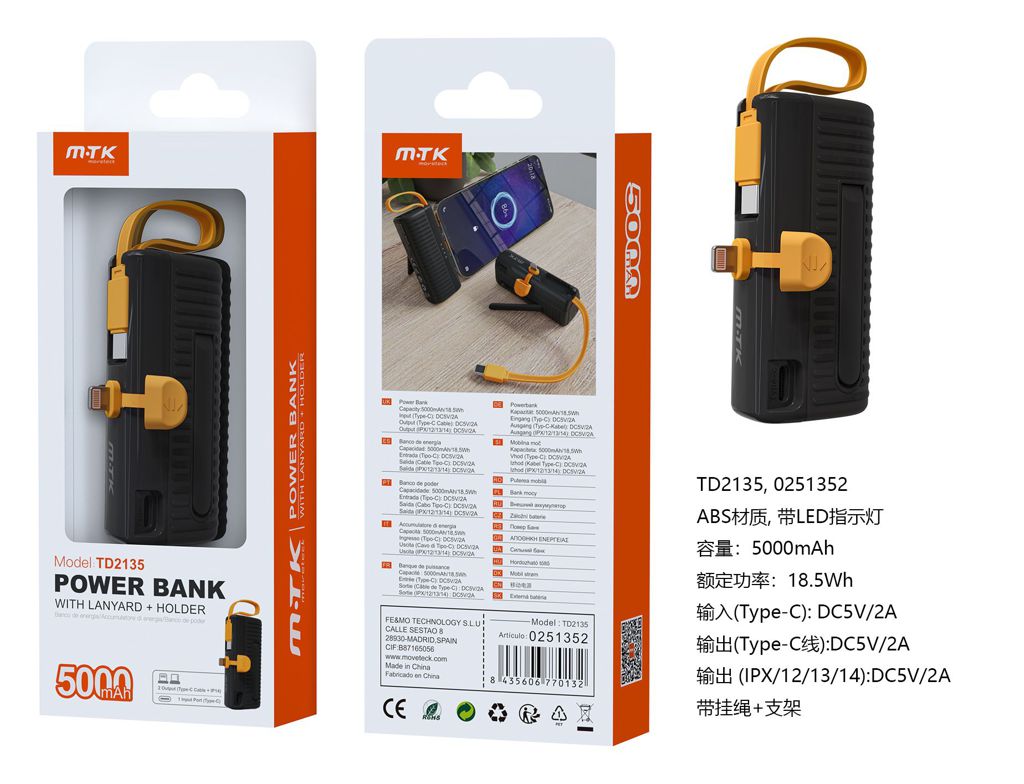POWERBANK COM INDICADOR DE BATERIA 5000MAH
M-TK TD 2135NE