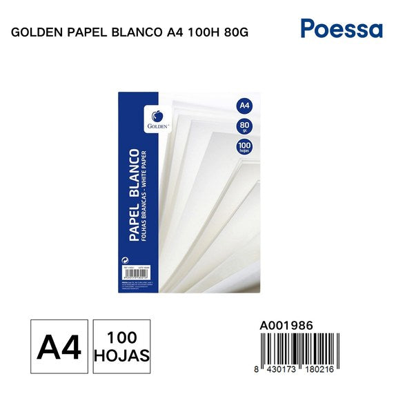 GOLDEN PAPEL BRANCO A4 100FLS 80G