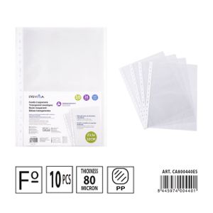 MICA MULTIFURADA TRANSPARENTE 10UN A4