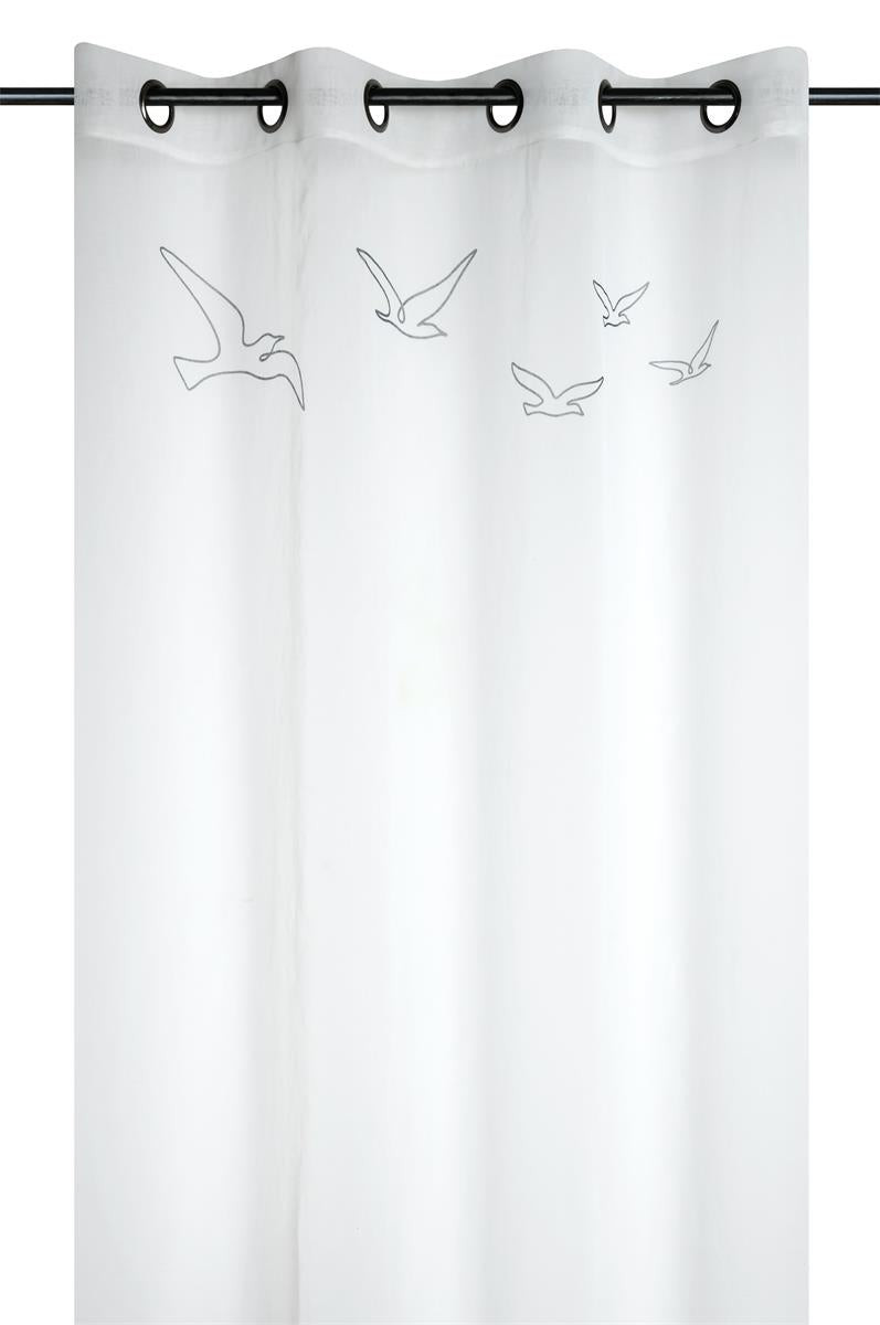 CORTINADO VOIL BORDEMER BRANCO 135X260 CM