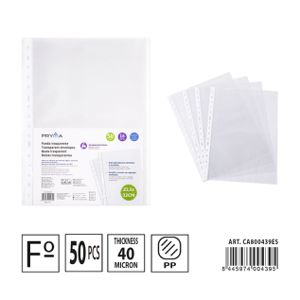 PASTA MULTIFUROS TRANSPARENTE 50UN Fº