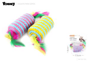 Brinquedo de Gato de Corda de Cânhamo e Penas 7,5*4 CM