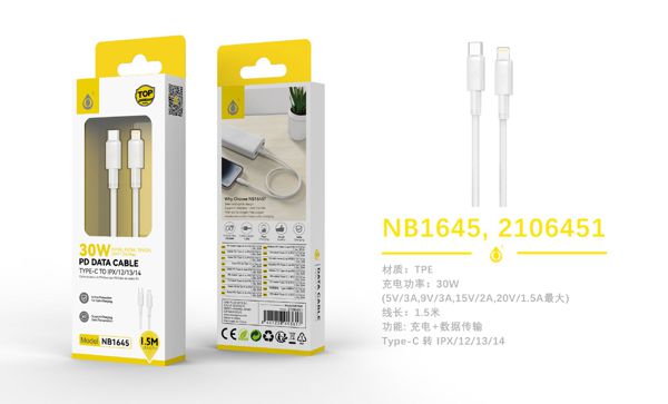 CABO DE DADOS VOW TIPO-C PARA IPHONE ONE PLUS NB 1645