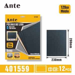 Folhas De Lixa Agua 120GR 23x28CM 5PC