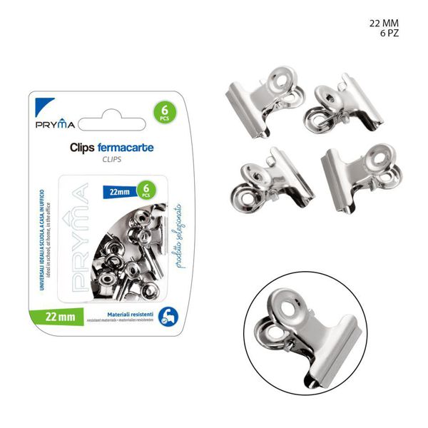 CLIP METÁLICO BULLDOG 22MM 6UN