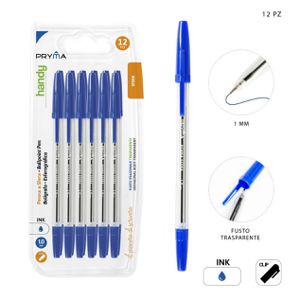 BOLÍGRAFO CON TAPA 1MM 12PZ AZUL