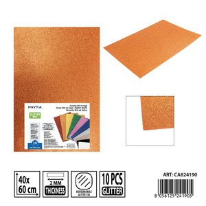 PRYMA ESPUMA EVA COM PURPURINAS BIO 40X60CM 2MM LARANJA
