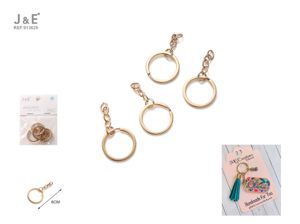 4PCS ANEL DE CHAVERO COM CORRENTE EM DOURADO
