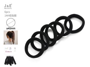 ELÁSTICO DE CABELO PRETO 6 PEÇAS N.º 14 ±40 MM
