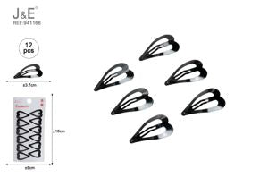 12 X PÇS GANCHO DE CABELO PRETO 3.7CM
