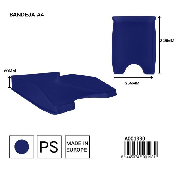 PRYMA BANDEJA AZUL A4 345X255X60