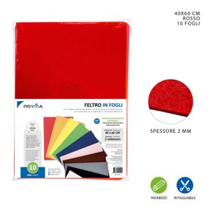 FOLHA DE FELTRO 40X60CM 2MM 264G VERMELHO
