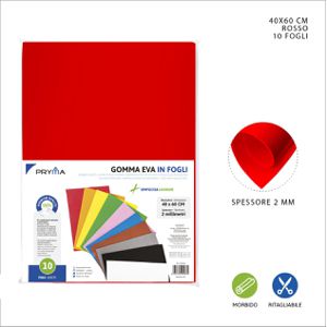 FOLHA DE ESPUMA EVA 40X60CM 2MM VERMELHO