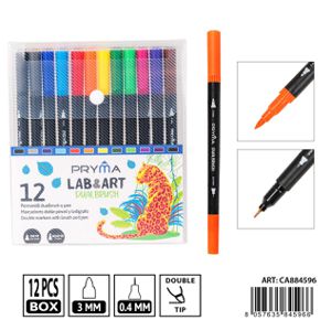 MARCADOR DUPLA PONTA DE PINCEL 12PC