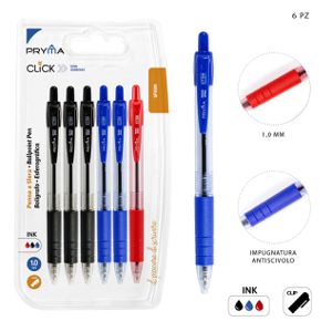ESFEROGRÁFICA DE CLIQUE 1MM 6UNID