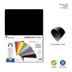 FOLHA DE BORRACHA EVA 40X60CM 2MM PRETA