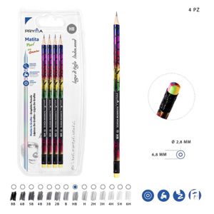 LÁPIS DE GRAFITE HB COM BORRACHA 4PZ ARCO-ÍRIS