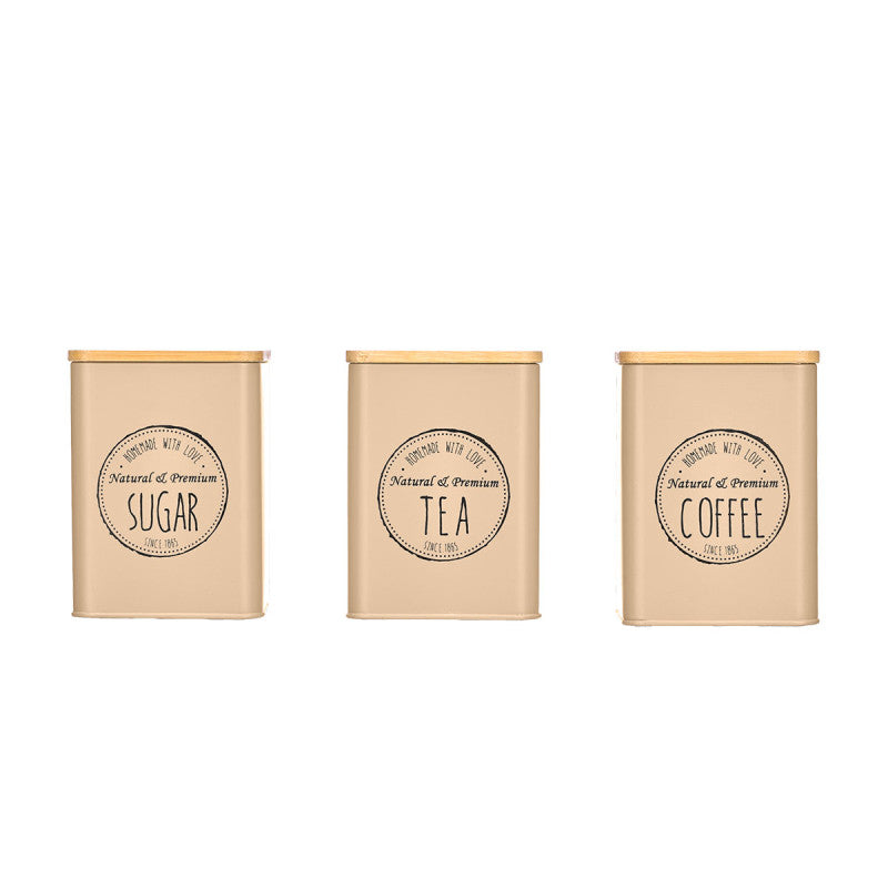 BAMBOO LID JAR beige