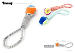 Brinquedo de nó com pega e bola de ténis 120-125g 31 CM