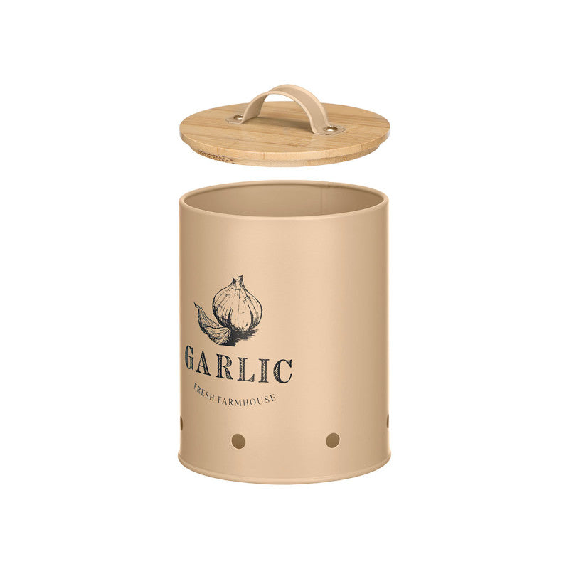 FRASCO DE ALHO COM TAMPA DE BAMBU BEGE