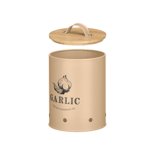 FRASCO DE ALHO COM TAMPA DE BAMBU BEGE